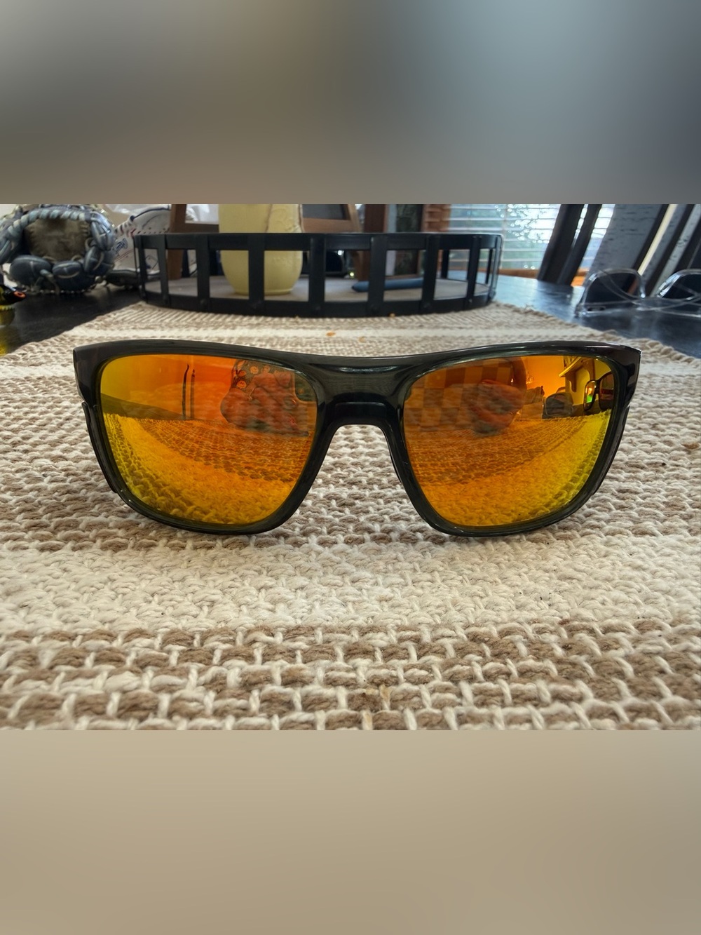 Oakley Crossrange Black Frame Sunglasses with Orange Mirrored Lenses